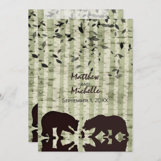 Invitation Ours rustiques de bois Pêche, Mariage de bouleaux