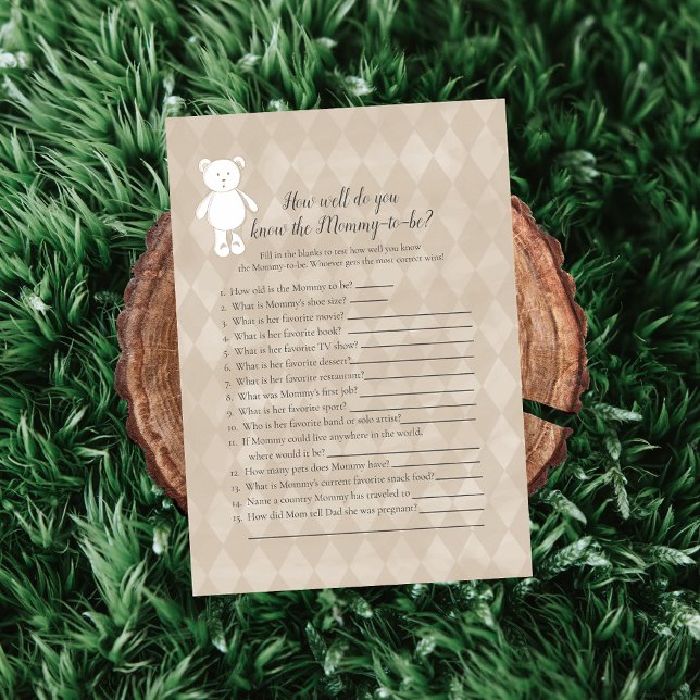 Invitation Ours Teddy Blanc Qui Connaît Maman Meilleur Jeu De (Créateur téléchargé)