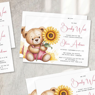 Invitation Ours Tournesol rustique Baby shower d'attente