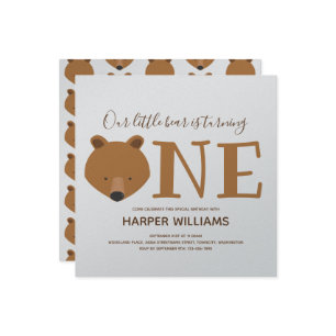 Invitation Ours Turner un animal d'argent premier anniversair