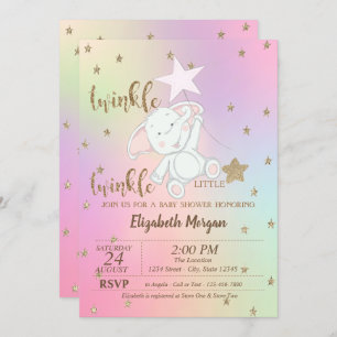 Invitation Ours, Twinkle Little Star Baby shower holographiqu