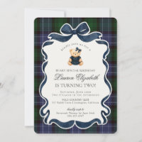 Ourson à nœud Coquette Prépa Anniversaire Tartan P