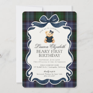 Invitation Ourson à nœud papillon Prépa pour un premier anniv