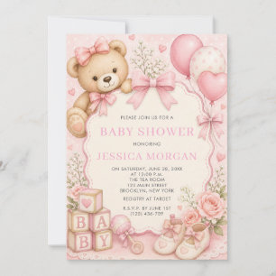 Invitation Ourson à peine attendre la Baby Shower 