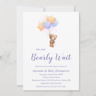 Invitation Ourson à peine attendu Baby Shower 