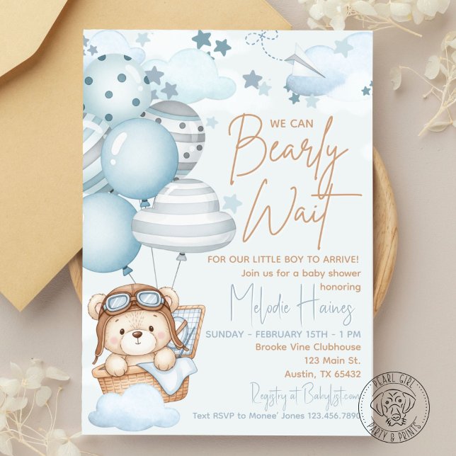 Invitation Ourson à peine attendu Baby Shower (Créateur téléchargé)
