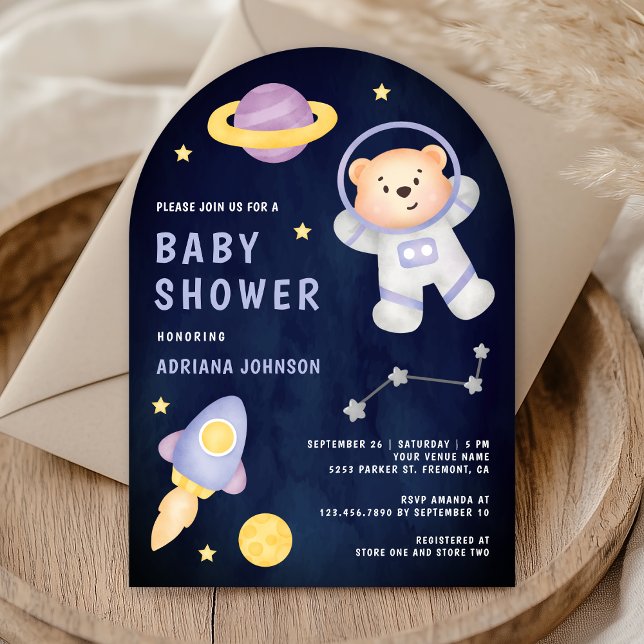 Invitation Ourson astronaute dans l'espace Shower de bébé pou (Créateur téléchargé)