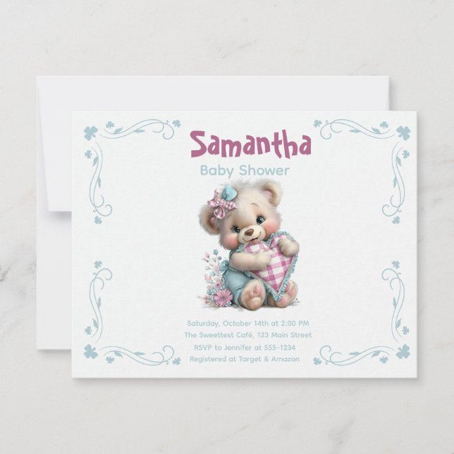 Invitation Ourson Baby Shower (Devant)