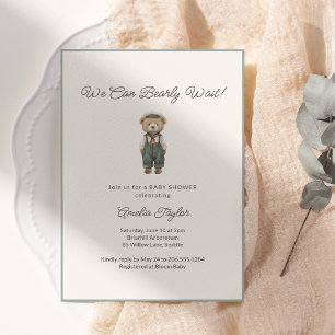 Invitation Ourson Baby Shower Vintage Ours Attend Un Garçon