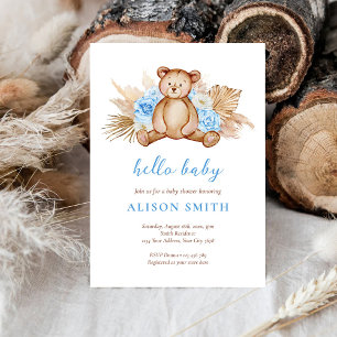 Invitation Ourson en peluche Herbe de Pampas Bienvenue Baby S