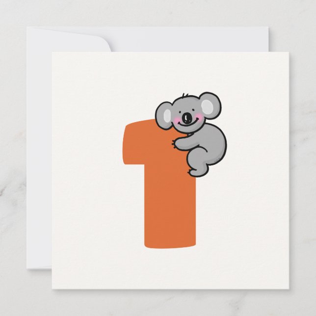 Invitation Ourson Koala Mignon Un An Douce Première Année (Devant)