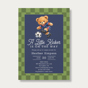 Invitation Ourson Lanceur de Bébé Football Garçon Baby Shower