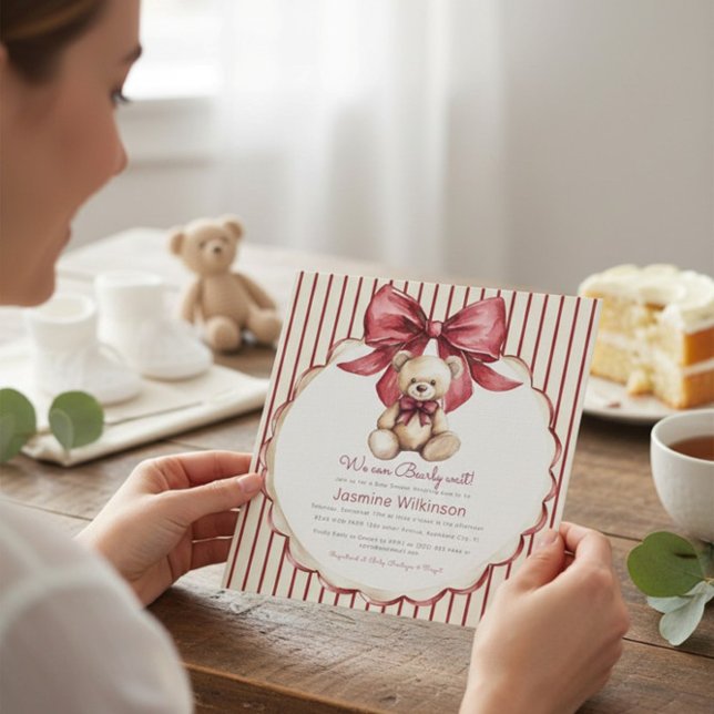 Invitation Ourson Mignon Ourson à l'arc Bébé Shower (Créateur téléchargé)