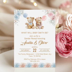 Invitation Ourson Mignon Révélation du Sexe Rose Bleu Rose