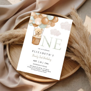 Invitation Ourson premier anniversaire ours en peluche 1ère i