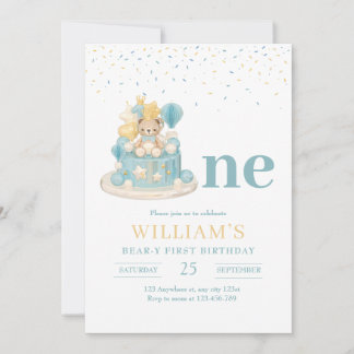 Invitation Ourson premier anniversaire Teddy Bear 1er anniver