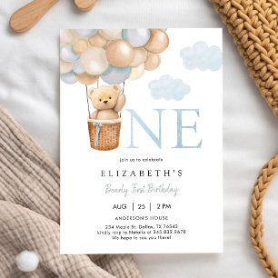 Invitation Ourson premier ours en peluche 1er anniversaire In