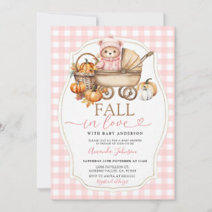 Invitation Ourson Rose Chute Bébé Naissance Berceau