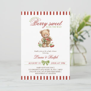 Invitation Ourson Sucré Ours Fraise Baby Shower