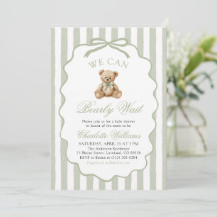Invitation Ourson Vert Nous Pouvons à Peine Attendre Baby Sho