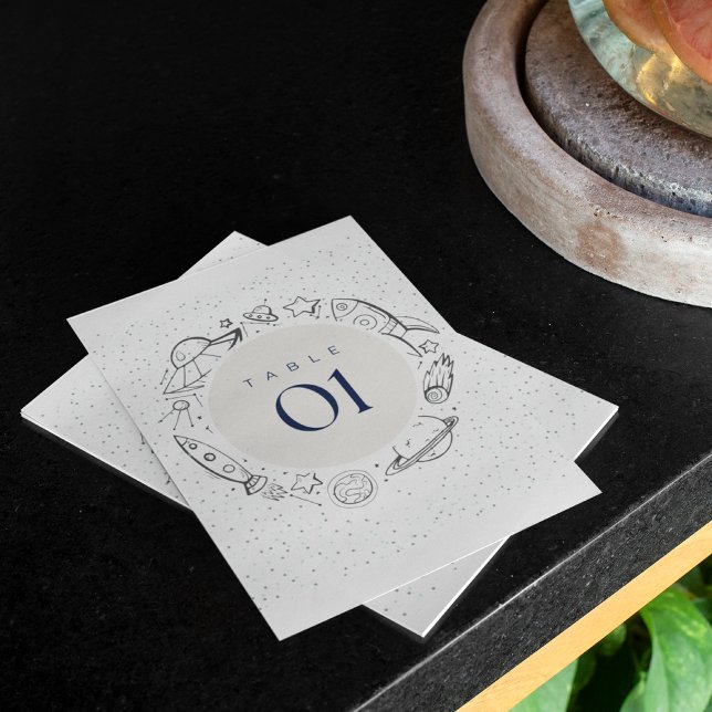 Invitation Out to space Birthday Party Table Flat card (Créateur téléchargé)
