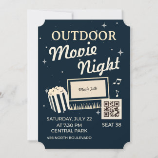 Invitation Outdoor Movie Night Ticket Invite