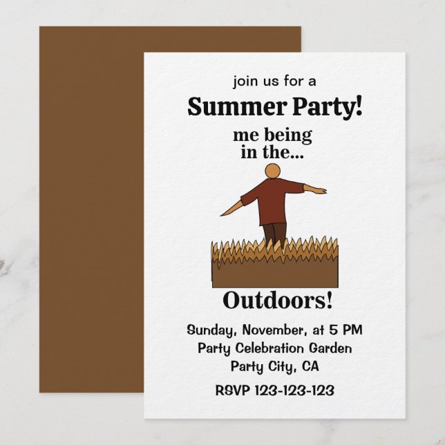 Invitation Outdoors Nature Fun Summer Party (Devant / Derrière)