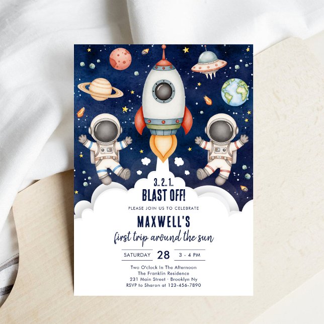 Invitation Outer Space Planets Astronaut Boy Birthday (Créateur téléchargé)