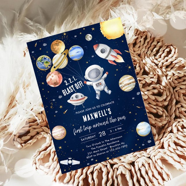 Invitation Outer Space Planets Astronaut Boy Birthday (Créateur téléchargé)