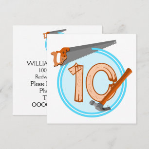 Invitation Outil de construction de garçon de 10 ans concepti