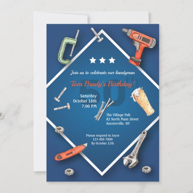 Invitation Outils de bricoleur Anniversaire (Devant)