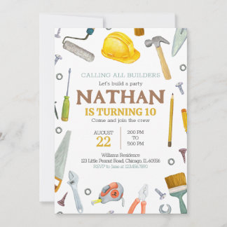 Invitation Outils de construction Anniversaire