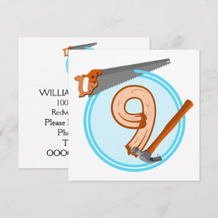 Invitation Outils de construction garçon de 9 ans conception 