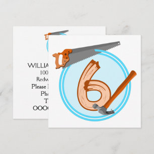 Invitation Outils de construction pour garçon de 6 ans concep