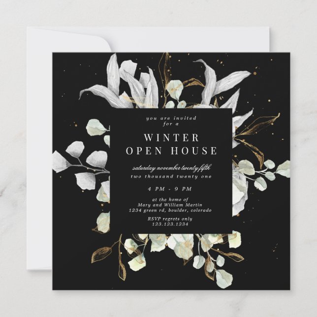 Invitation ouverte de maison florale or argenté él (Devant)