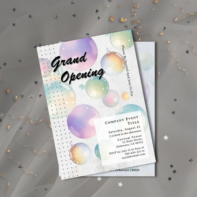 Invitation Ouverture de la bulle Aura Whimscolor (Whimsical Watercolor Aura Bubble Grand Opening Invitation)