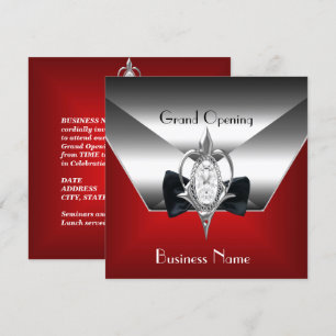 Invitation Ouverture d'entreprise rouge diamant argenté Jewel