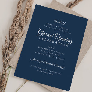 Invitation Ouverture d'entreprise Simple Monogramme Marine