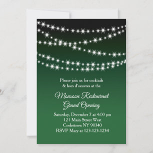 Invitation Ouverture du restaurant Grand Twinkle Lights vert 