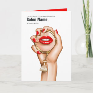 Invitation Ouverture du salon de beauté Red and Gold Glam Chi
