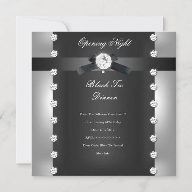 Invitation Ouverture Entreprise Formel Noir Argent (Devant)