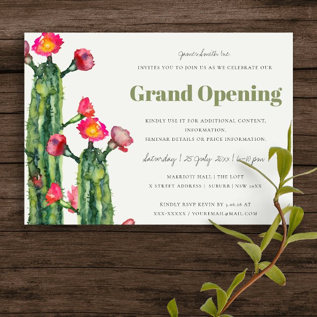 Invitation OUVERTURE GRANDIOSE DE FEUILLES DE CACTUS DE DÉSEr (Créateur téléchargé)