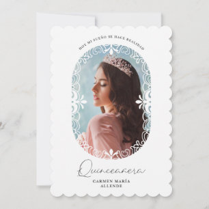 Invitation Oval Flourish Spanish Chic Photo Quinceañera
