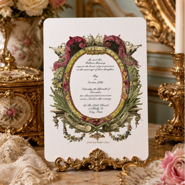 Invitation ovale baroque rococo à motifs floraux e (Créateur téléchargé)