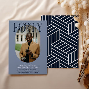 Invitation Ovale moderne photo et signature 40e anniversaire