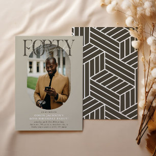 Invitation Ovale moderne photo et signature 40e anniversaire