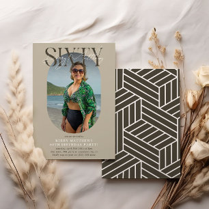 Invitation Ovale moderne photo et signature 60e anniversaire