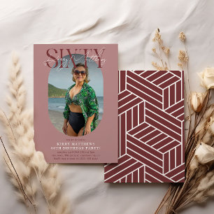 Invitation Ovale moderne photo et signature 60e anniversaire