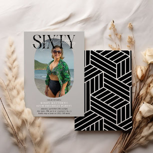 Invitation Ovale moderne photo et signature 60e anniversaire