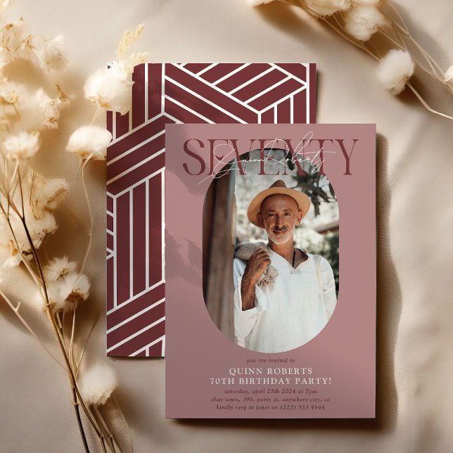 Invitation Ovale moderne photo et signature 70e anniversaire (Créateur téléchargé)